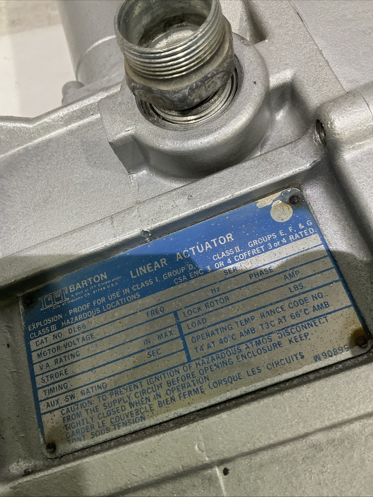 ITT-BARTON   DL66   INDUSTRIAL  LINER  ACTUATOR  H3C