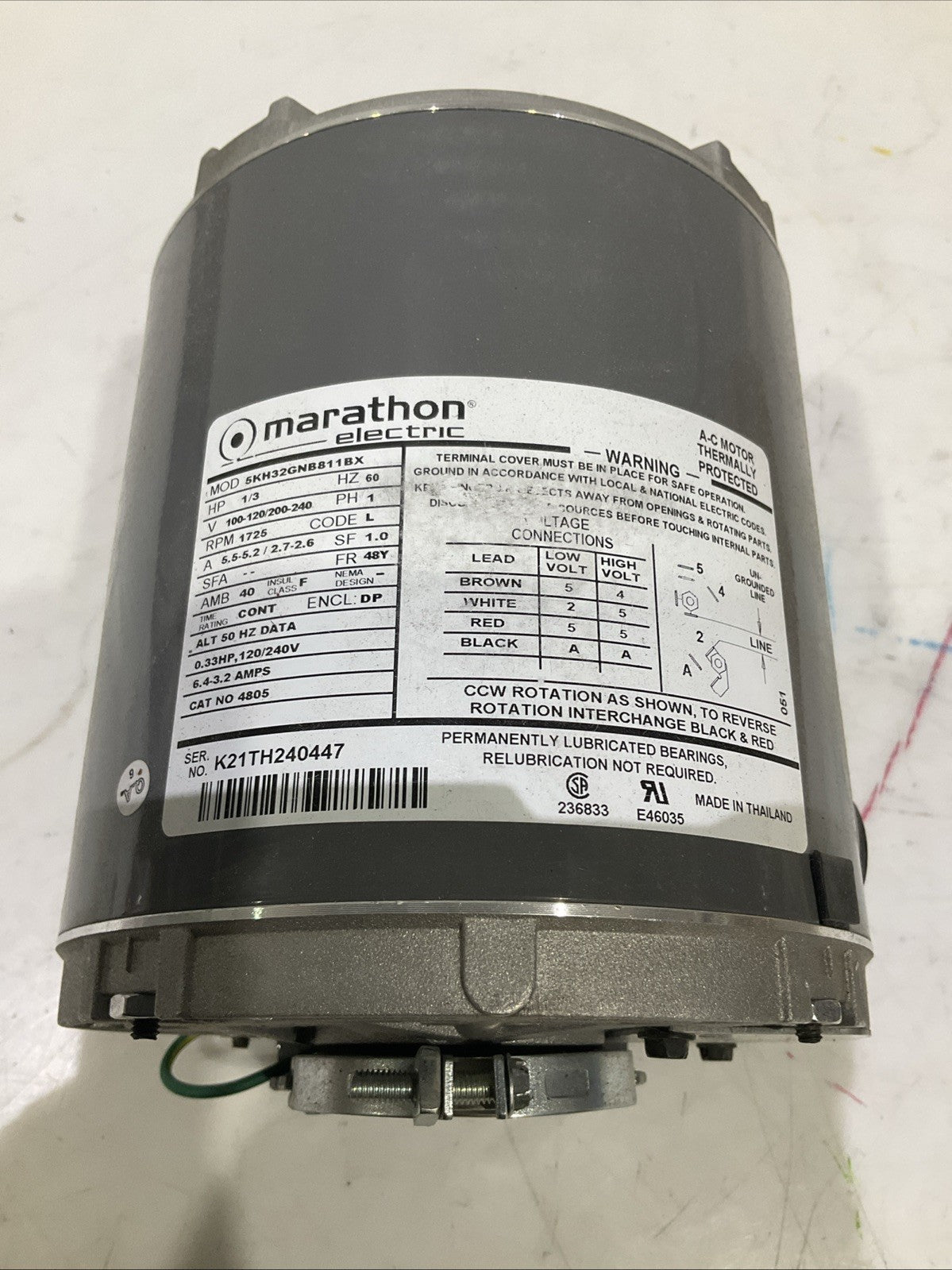 MARATHON  5KH32GNB811X-CXTH  SINGLE PHASE  CARBONATOR  COOLING PUMP  MOTOR  H3C