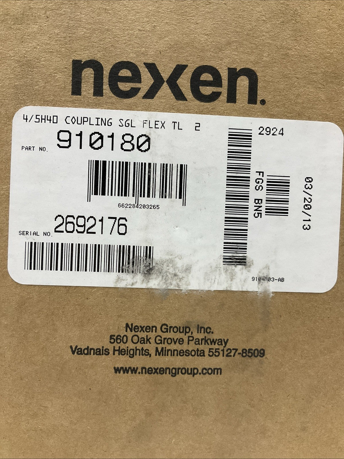 NEXEN   910180  SINGLE FLEX COUPLING SHAFT  ADAPTER  H3C