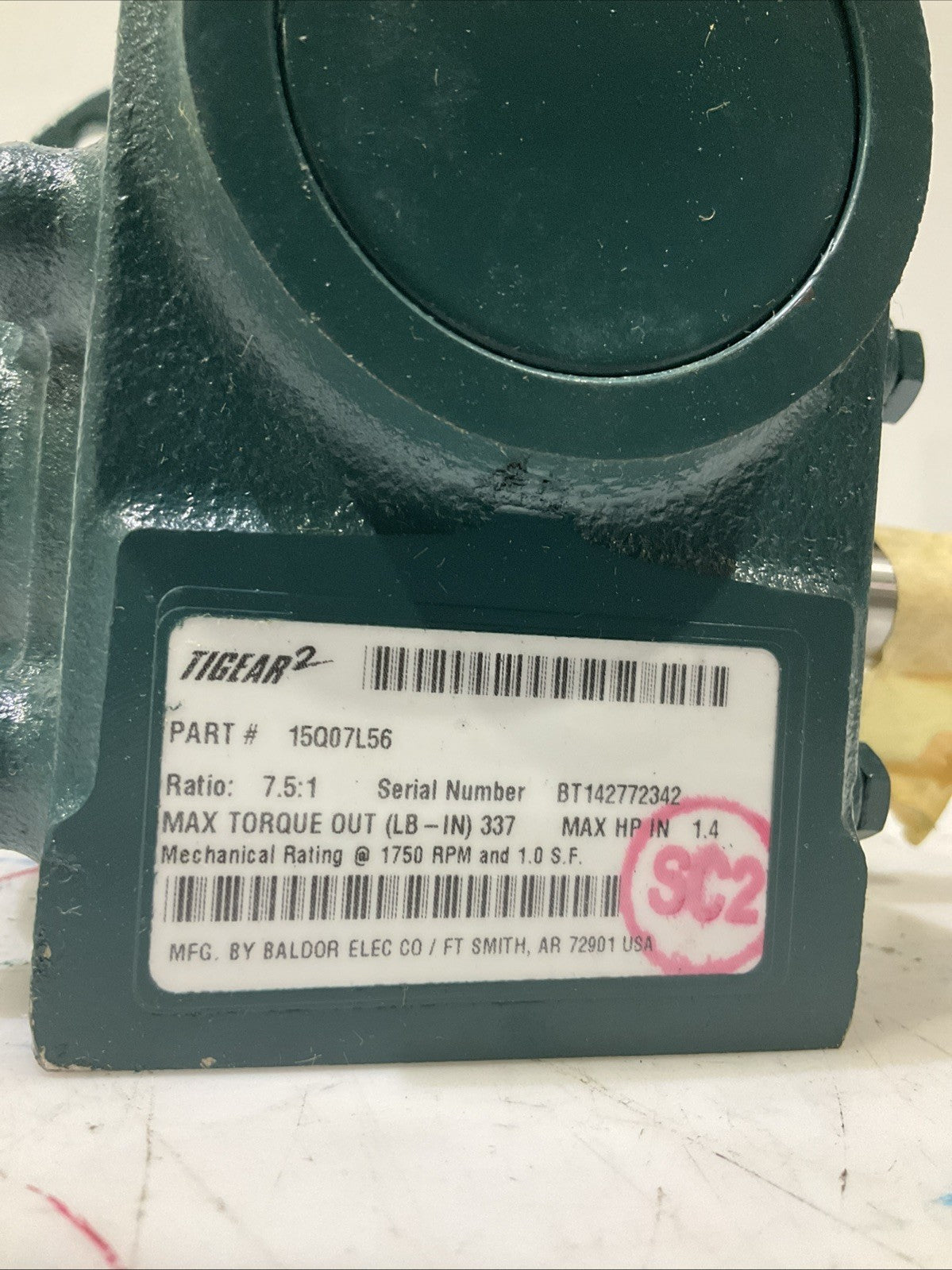 DODGE 15Q07L56  TIGEAR-2  RIGHT  ANGLE  QUILL  WORM  GEAR REDUCER  H3C