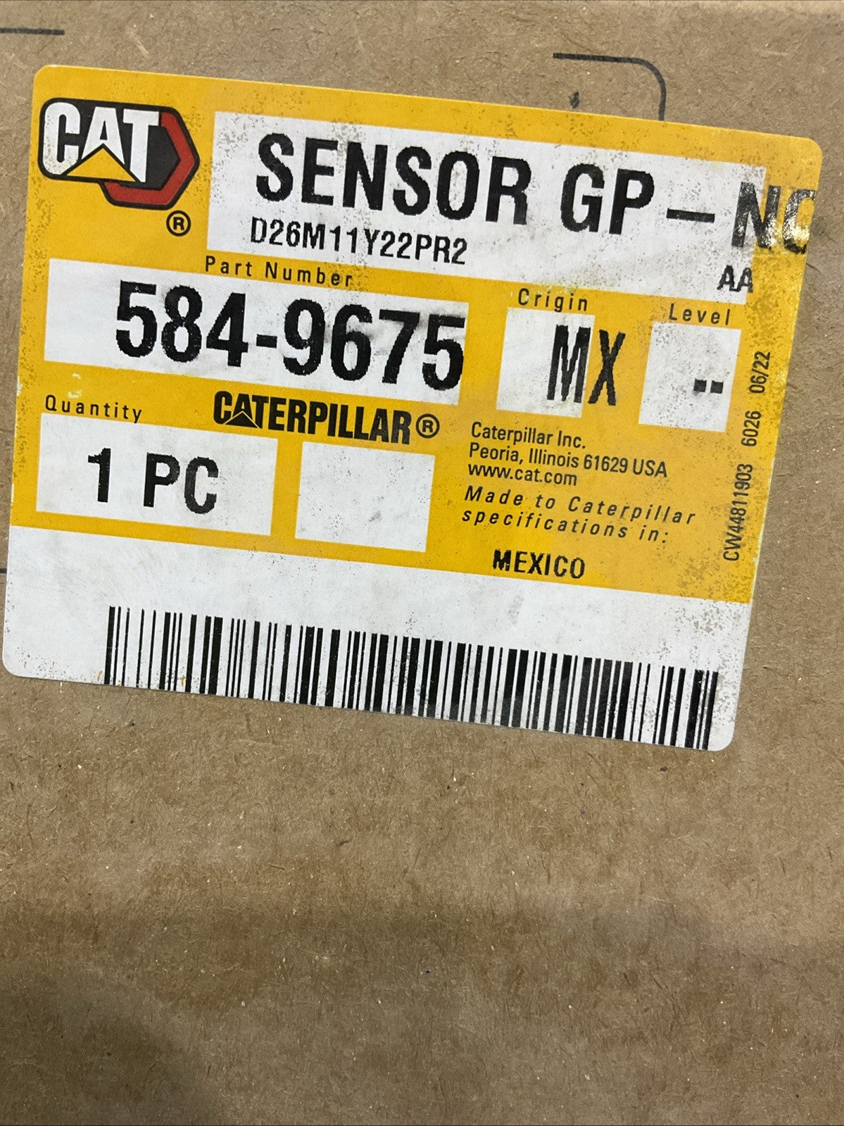 CAT-CATERPILLAR  584-9675    24 VOLT  NITROGEN  OXIDE EXHAUST SENSOR  J5A7