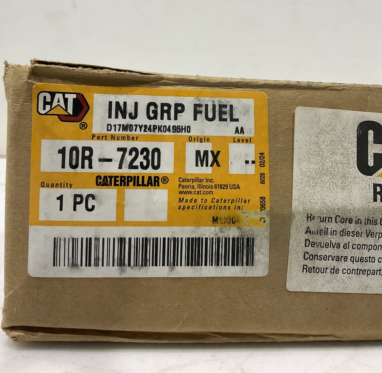 CAT - CATERPILLAR   10R-7230  REMAN  FUEL  INJECTOR   J5A7