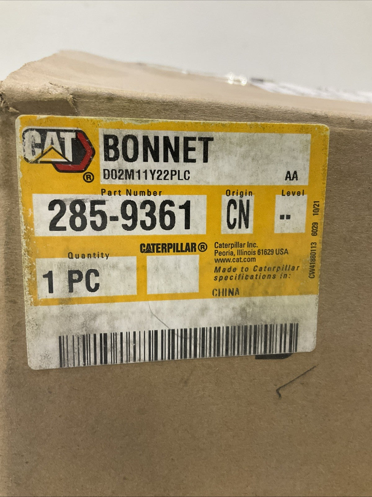 CAT  285-9361  ENGINE OIL COOLER  INLET BONNET  J5A7