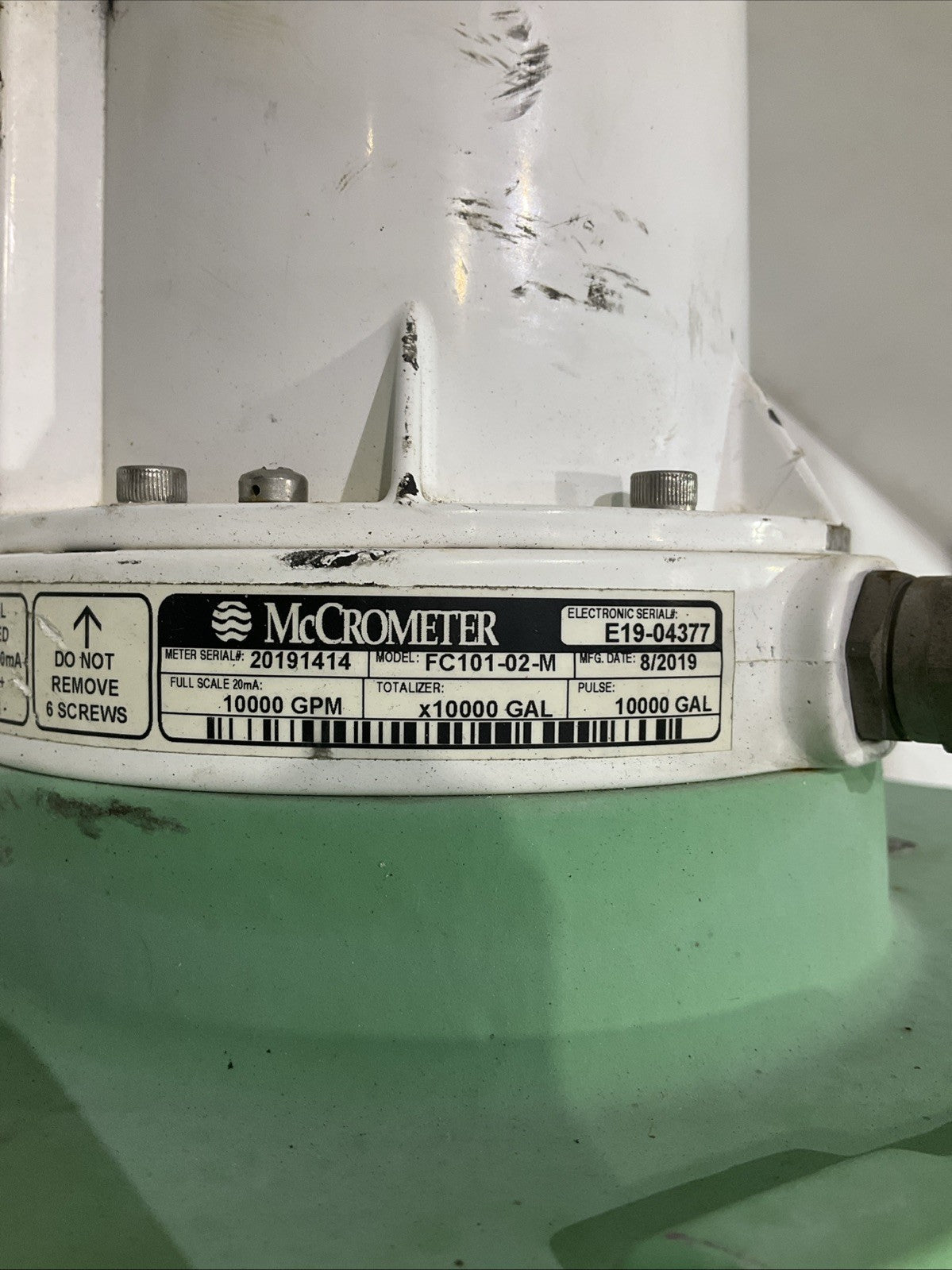 MCCROMETER  FC101-02-M E19-04377  OPEN PROPELLER  FLOW  METER   K2M