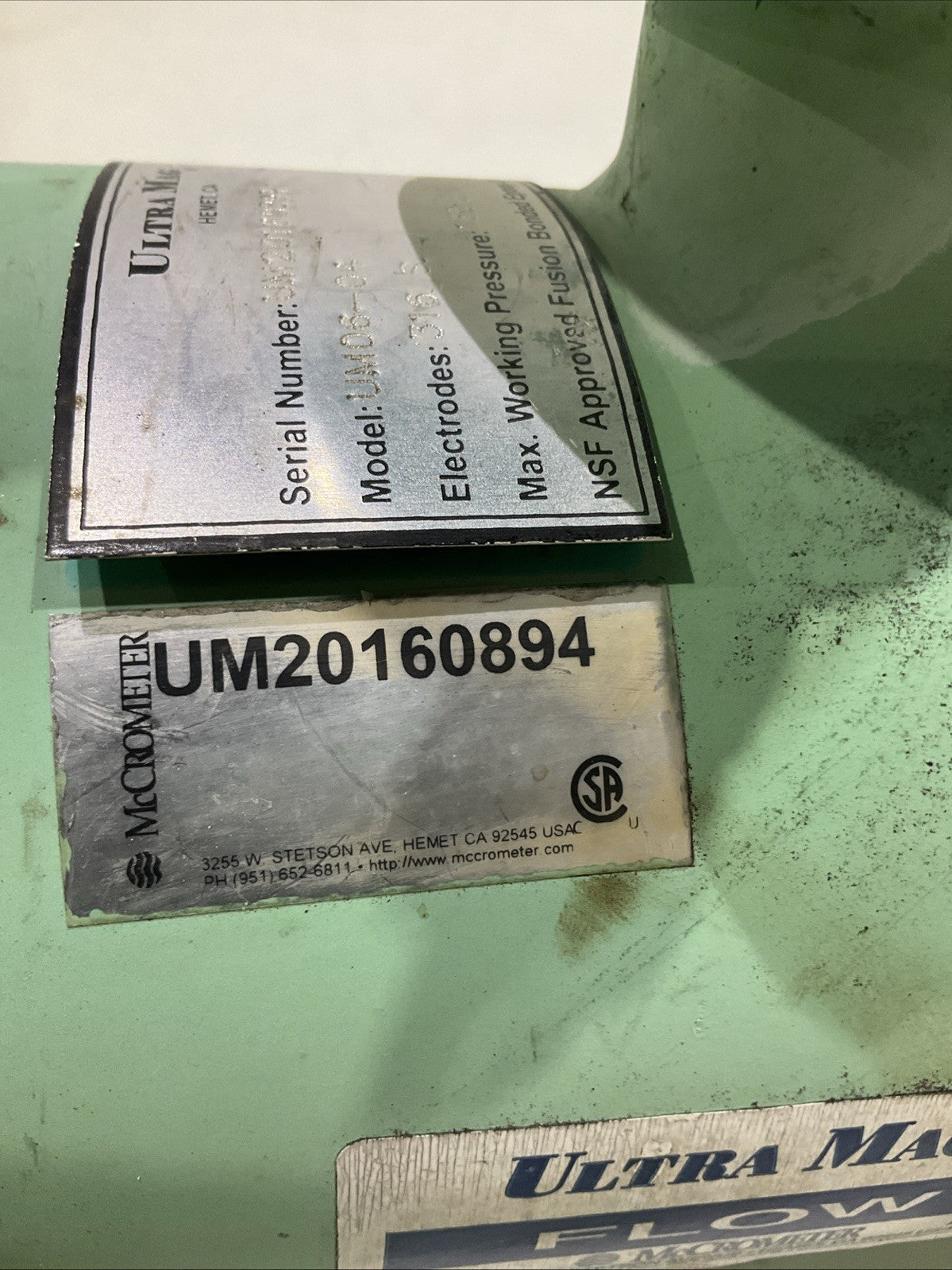 MCCROMETER UM06-04  UM20160894  ULTRA MAG  ELECTROMAGNETIC FLOWMETER  K2M