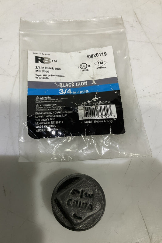 RB   0020119   3/4 IN / PULG  BLACK   IRON  MIP PLUG