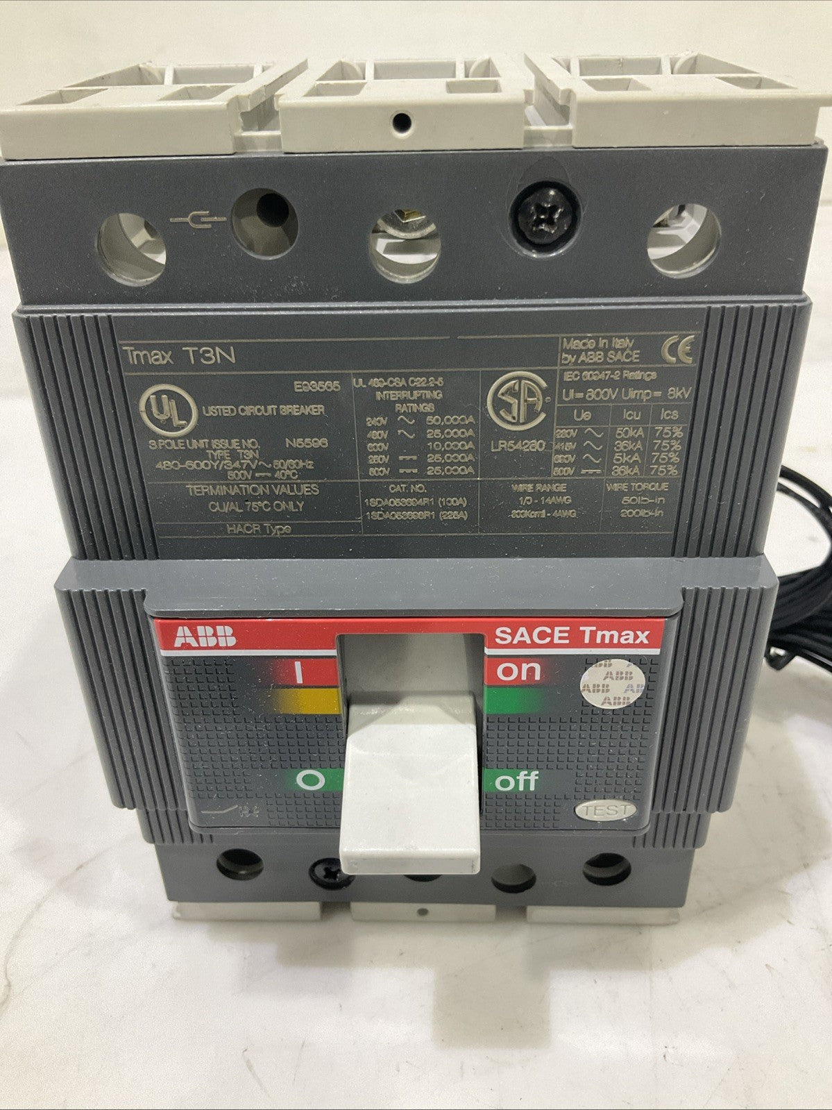 ABB SACE TMAX T3N CIRCUIT BREAKER  150A 3 POLE AUX SWITCH T3N150 U3S