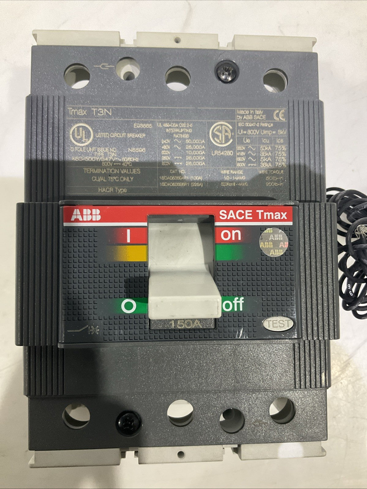 ABB SACE TMAX T3N CIRCUIT BREAKER  150A 3 POLE AUX SWITCH T3N150 U3S