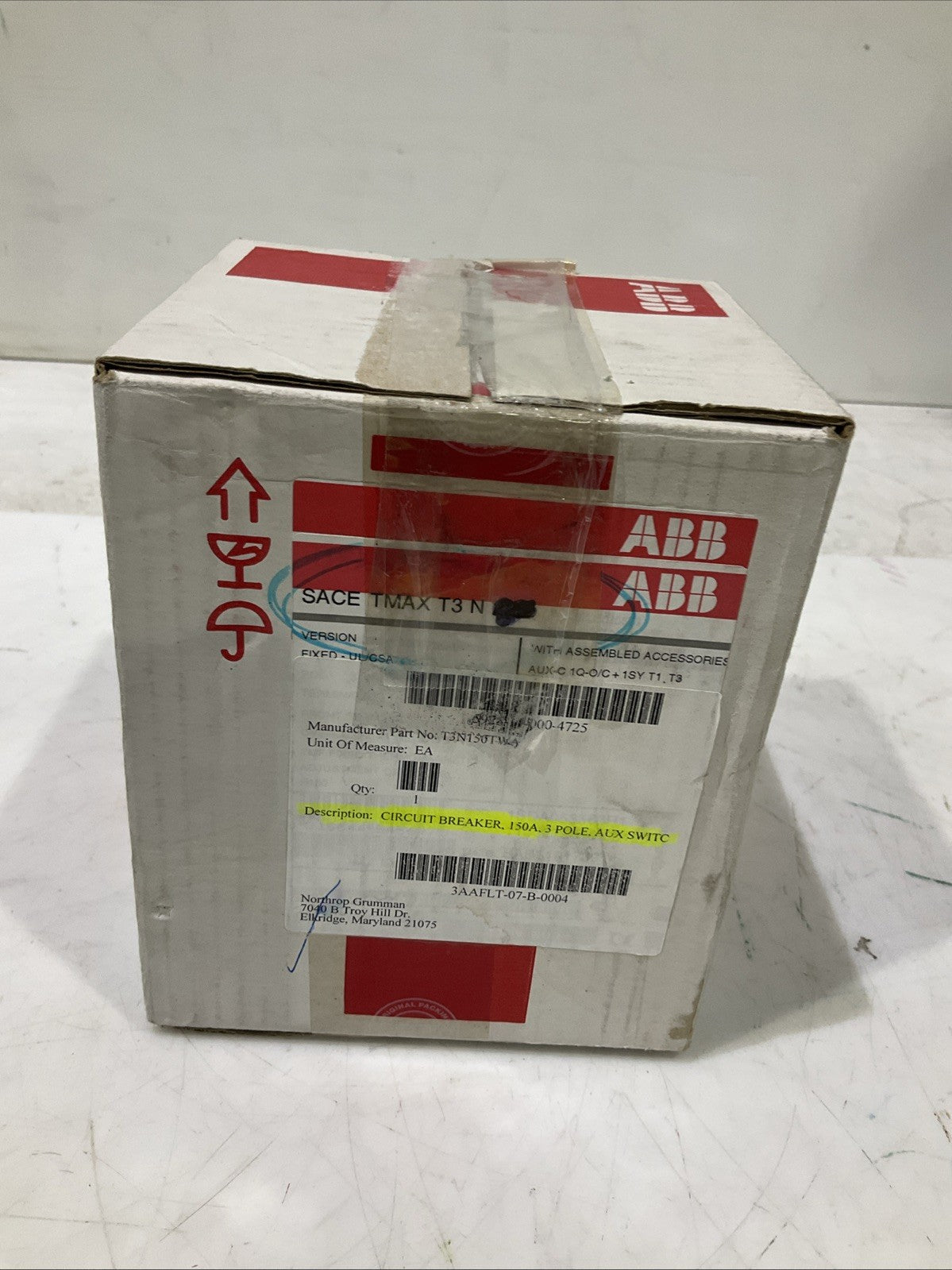 ABB SACE TMAX T3N CIRCUIT BREAKER  150A 3 POLE AUX SWITCH T3N150 U3S