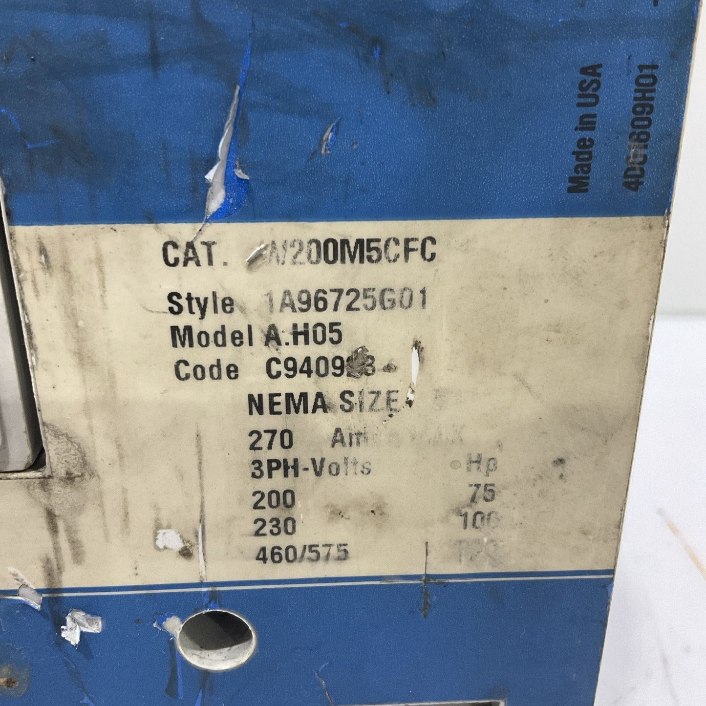 WESTINGHOUSE W200MSCFC MOTOR STARTER 120V/60HZ CUTLER HAMMER