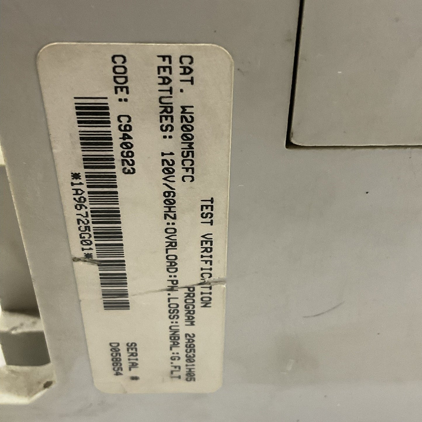 WESTINGHOUSE W200MSCFC MOTOR STARTER 120V/60HZ CUTLER HAMMER