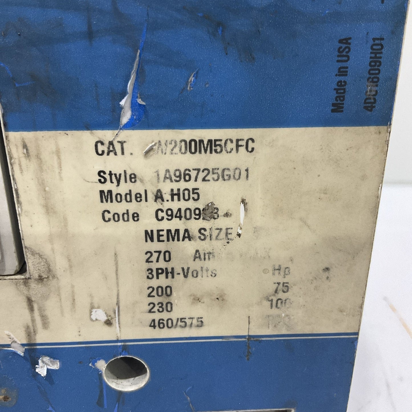 WESTINGHOUSE W200MSCFC MOTOR STARTER 120V/60HZ CUTLER HAMMER