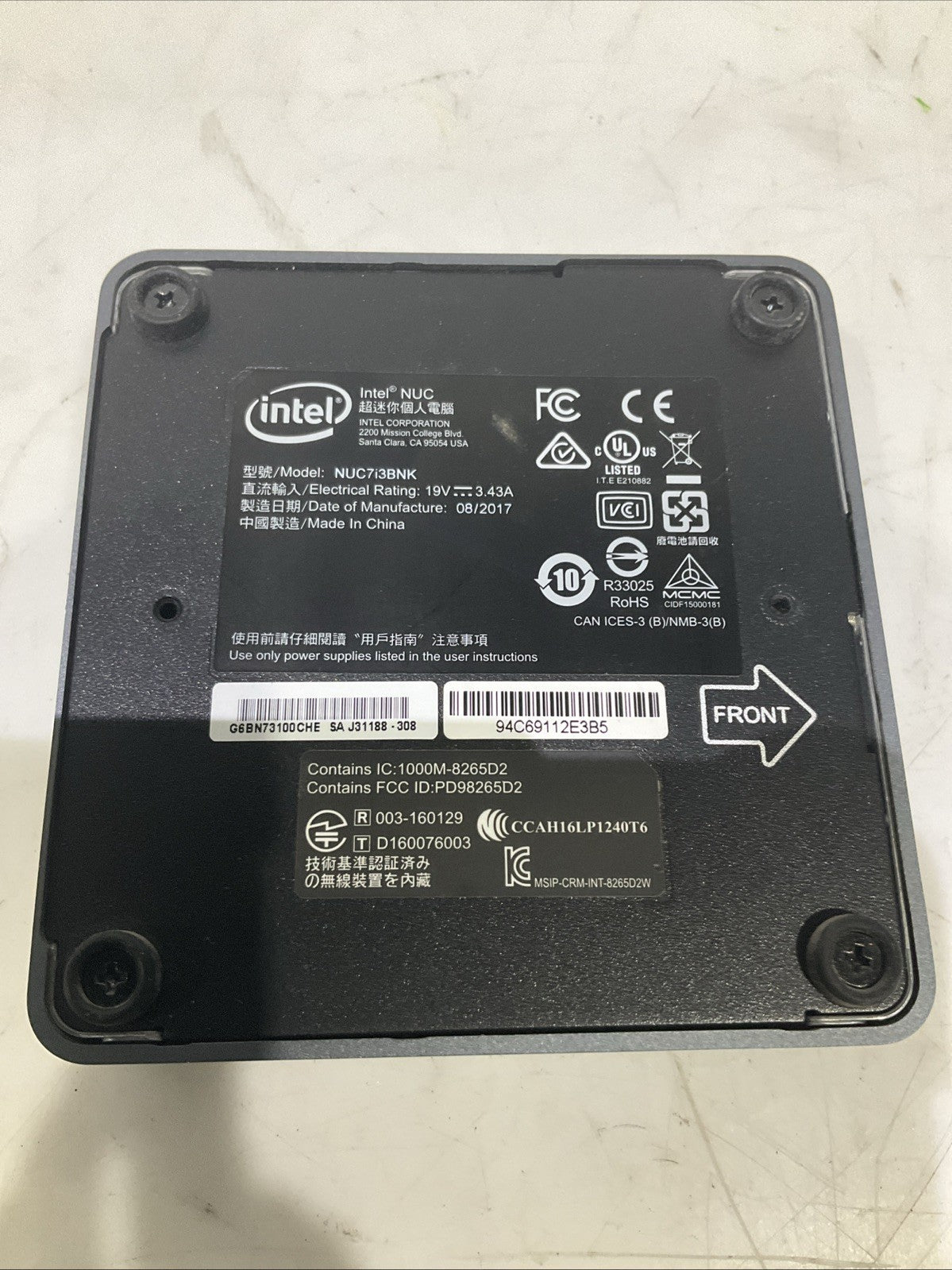 INTEL-NUC   NUC7I3BNK  PRO KIT AND MINI PC  CORE PROCESSOR  B9S