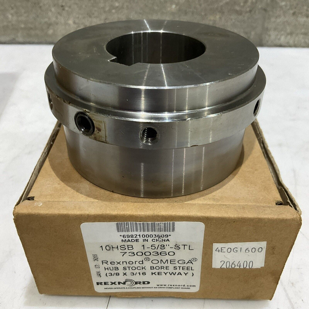 REXNORD OMEGA 7300360 10HSB HUB STOCK BORE STEEL 1-5/8” 3/8 X 3/16 LOT OF 5 G7T