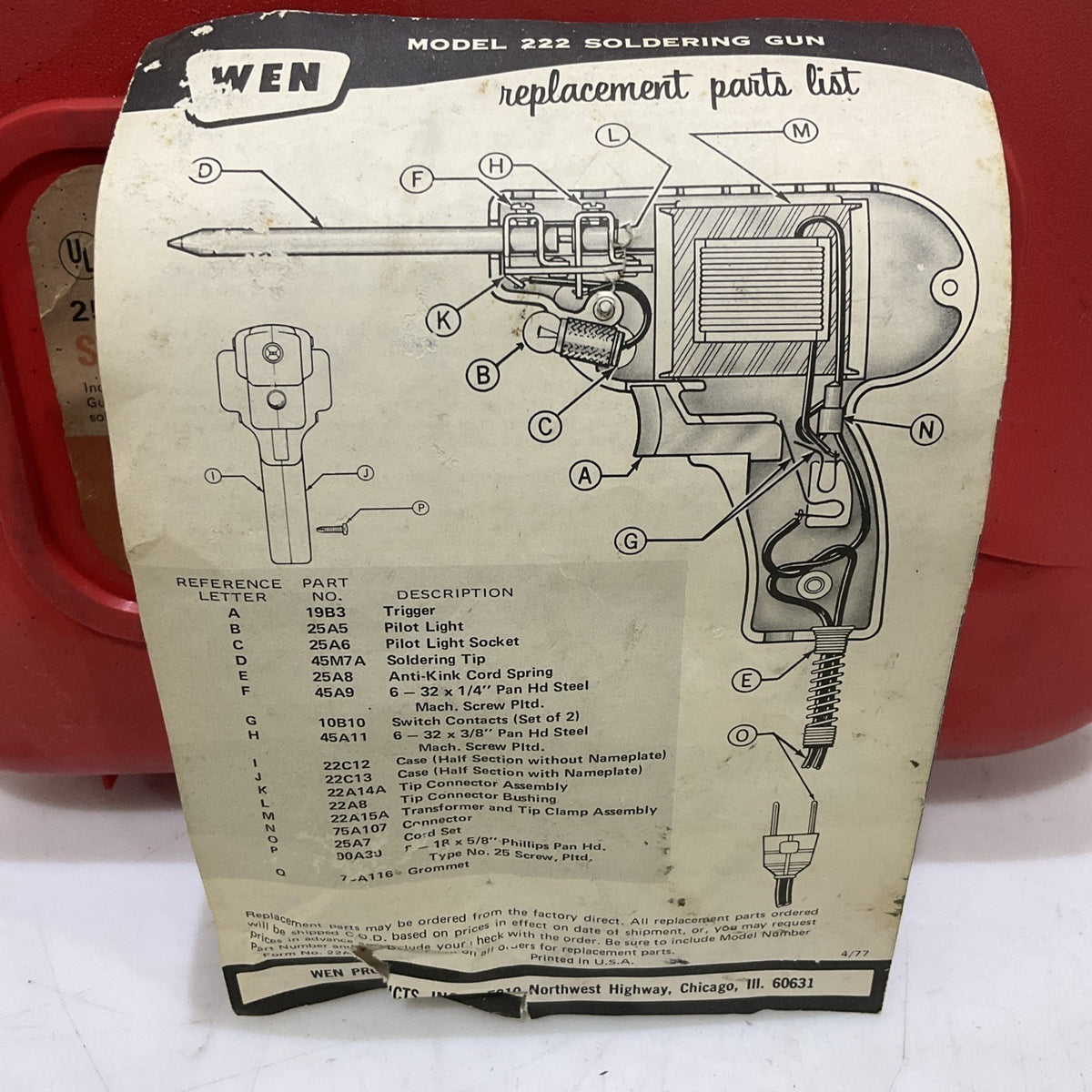 WEN 222K25 HOT ROD SOLDERING GUN WITH ATR VINTAGE T2M