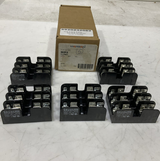 MERSEN FERRAZ SHAWMUT 30313 FUSE BLOCK 600V 30A LOT OF 5  373