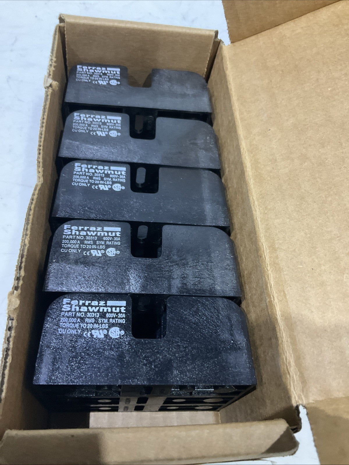 MERSEN FERRAZ SHAWMUT 30313 FUSE BLOCK 600V 30A LOT OF 5  373