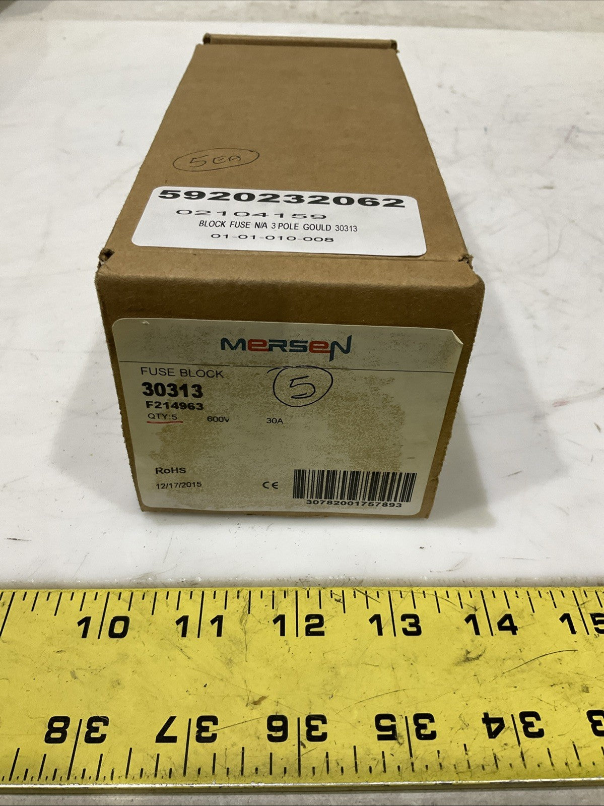 MERSEN FERRAZ SHAWMUT 30313 FUSE BLOCK 600V 30A LOT OF 5  373