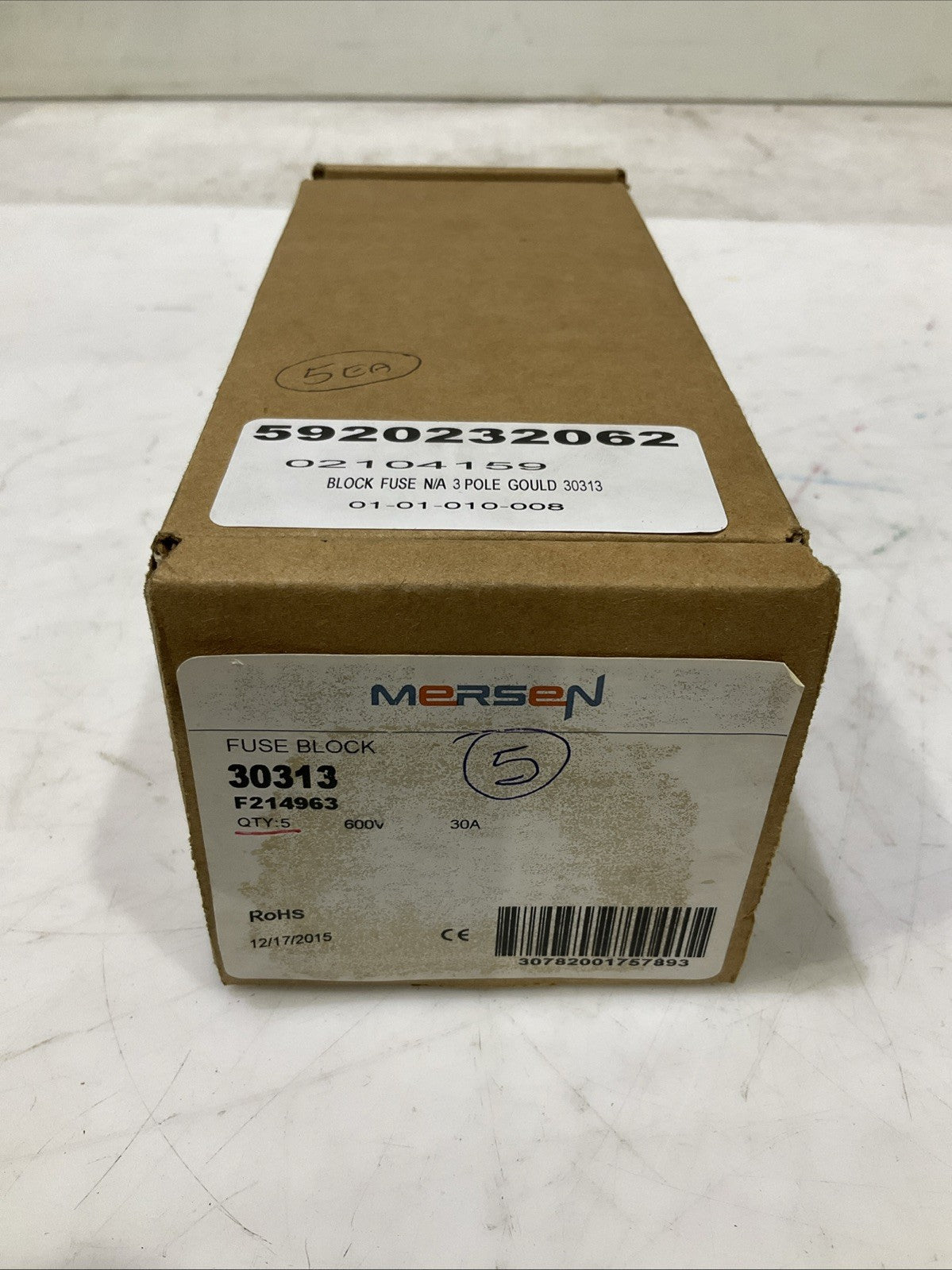 MERSEN FERRAZ SHAWMUT 30313 FUSE BLOCK 600V 30A LOT OF 5  373