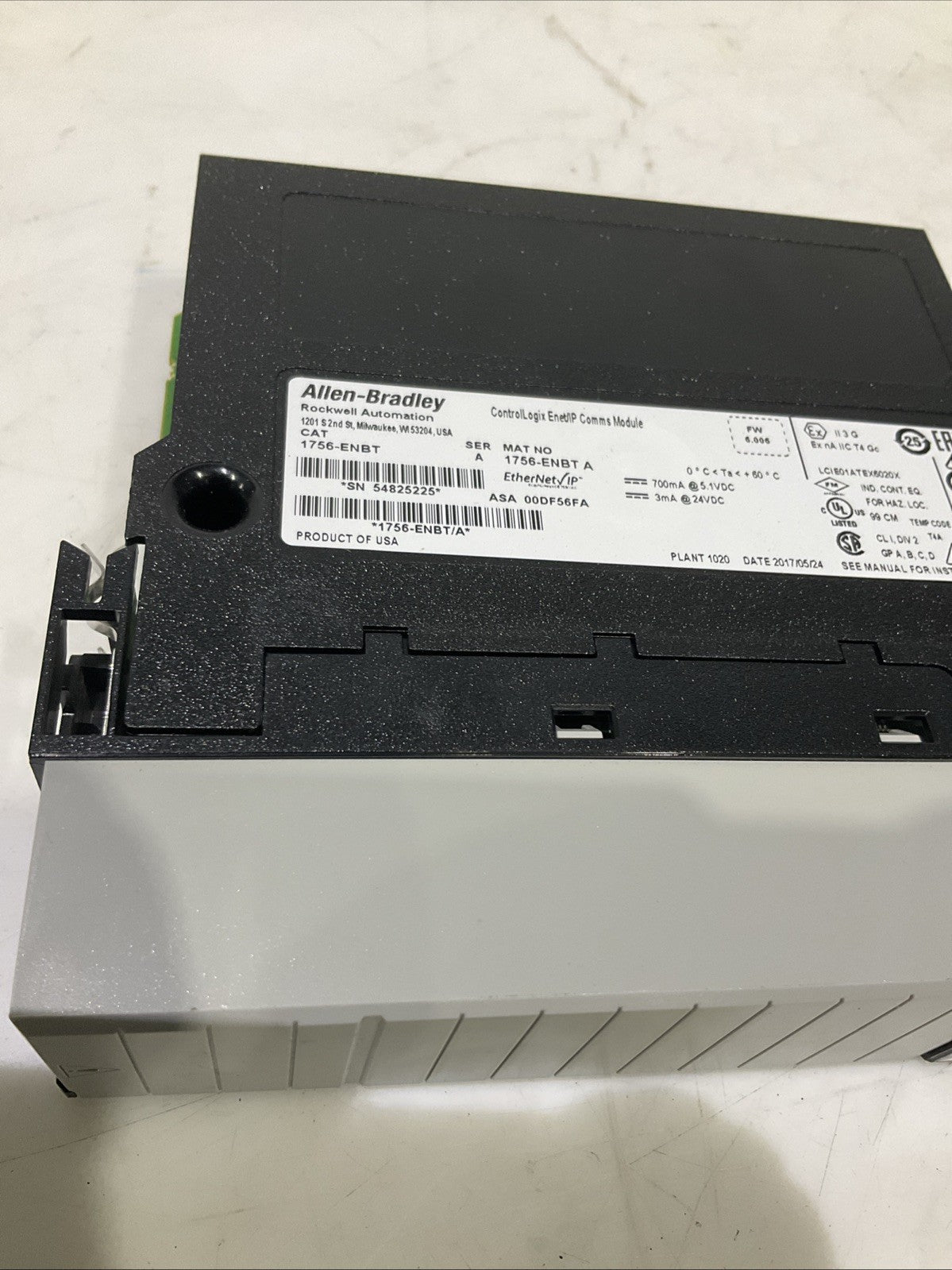 ALLEN-BRALLEY   1756-ENBT   CONTROL LOGIX ENETLP COMMOS  MODULE B9S