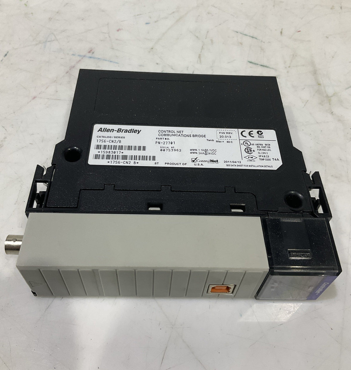 ALLEN-BRADLEY   1756-CN2/B  CONTROL-NET  COMMUNICATION BRIDGE  B9S