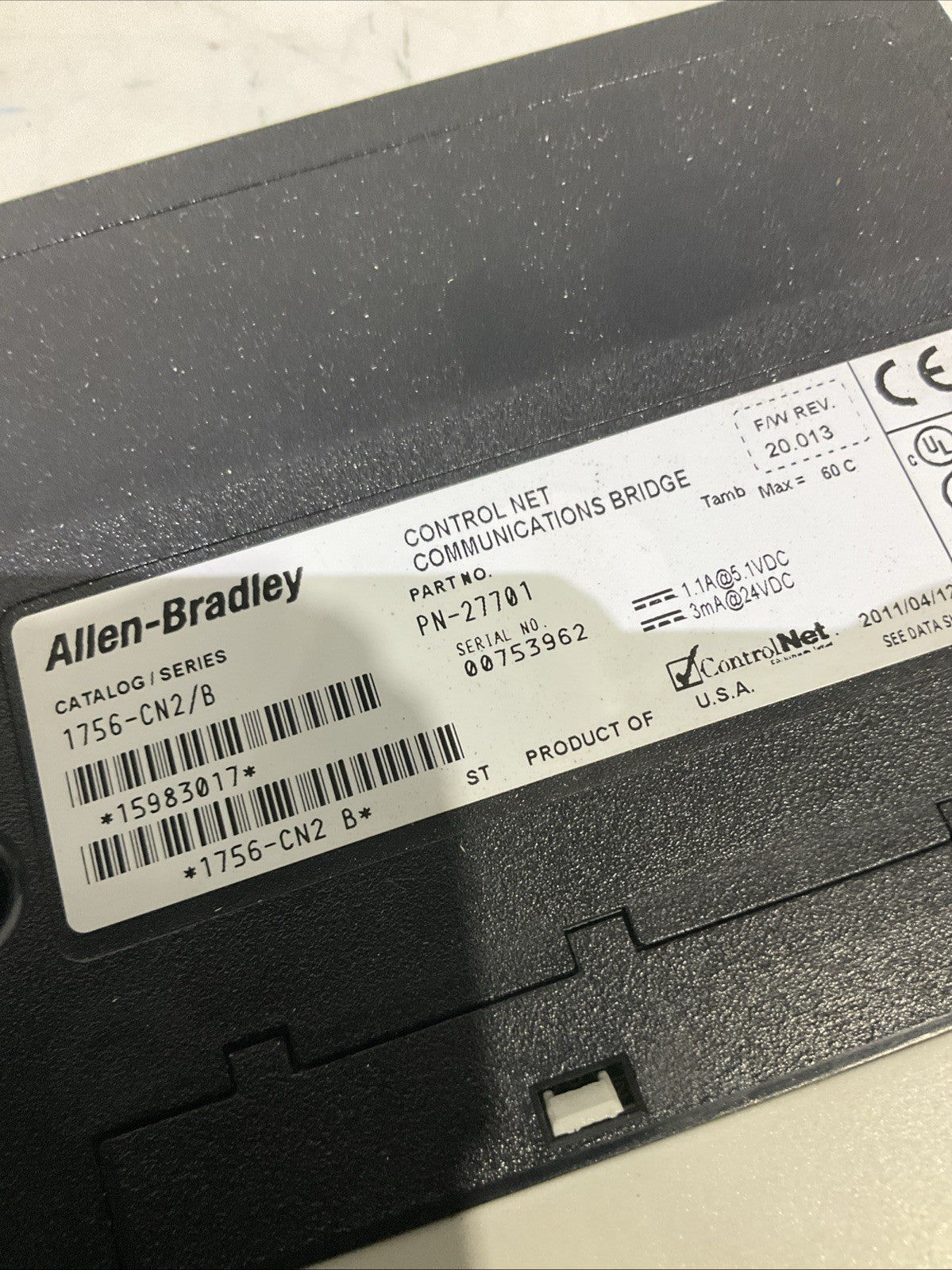 ALLEN-BRADLEY   1756-CN2/B  CONTROL-NET  COMMUNICATION BRIDGE  B9S