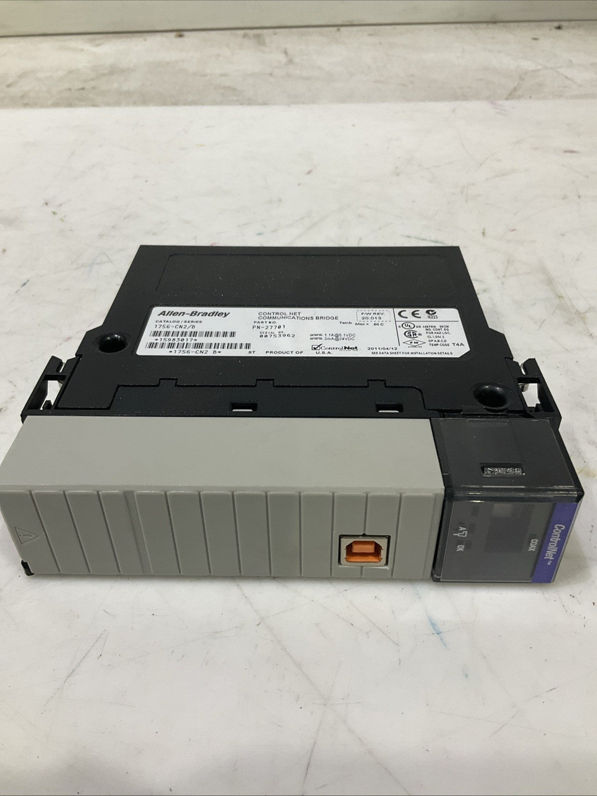 ALLEN-BRADLEY   1756-CN2/B  CONTROL-NET  COMMUNICATION BRIDGE  B9S
