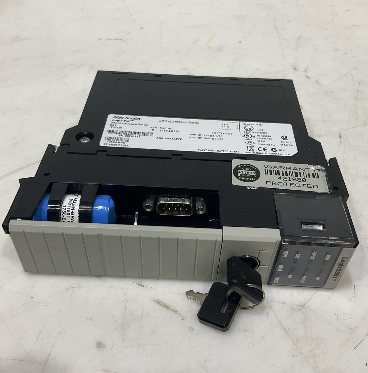 ALLEN-BRADLEY   1756-L61 CONTROLLER LOGIX 2MB MEMORY  CONTROLLER  B9S