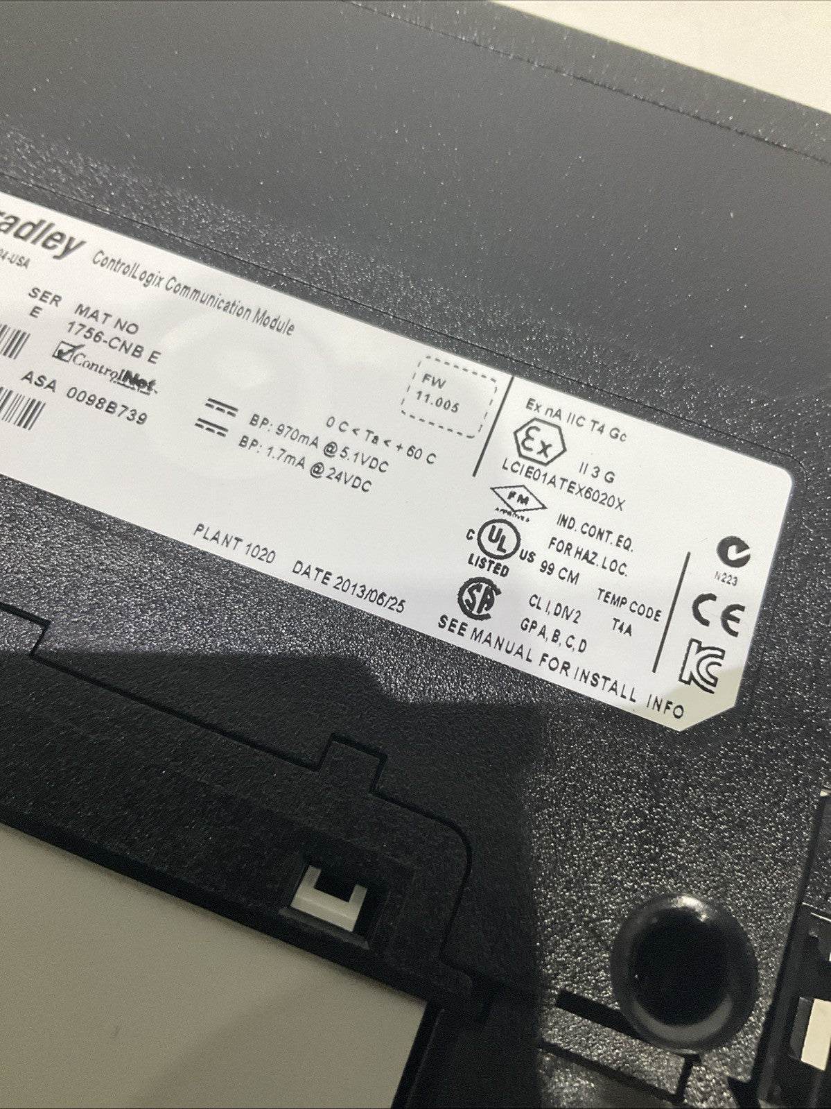 ALLEN-BRADLEY  1756-CNB  CONTROLLOGIX  COMUNICATION  MODULE  B9S