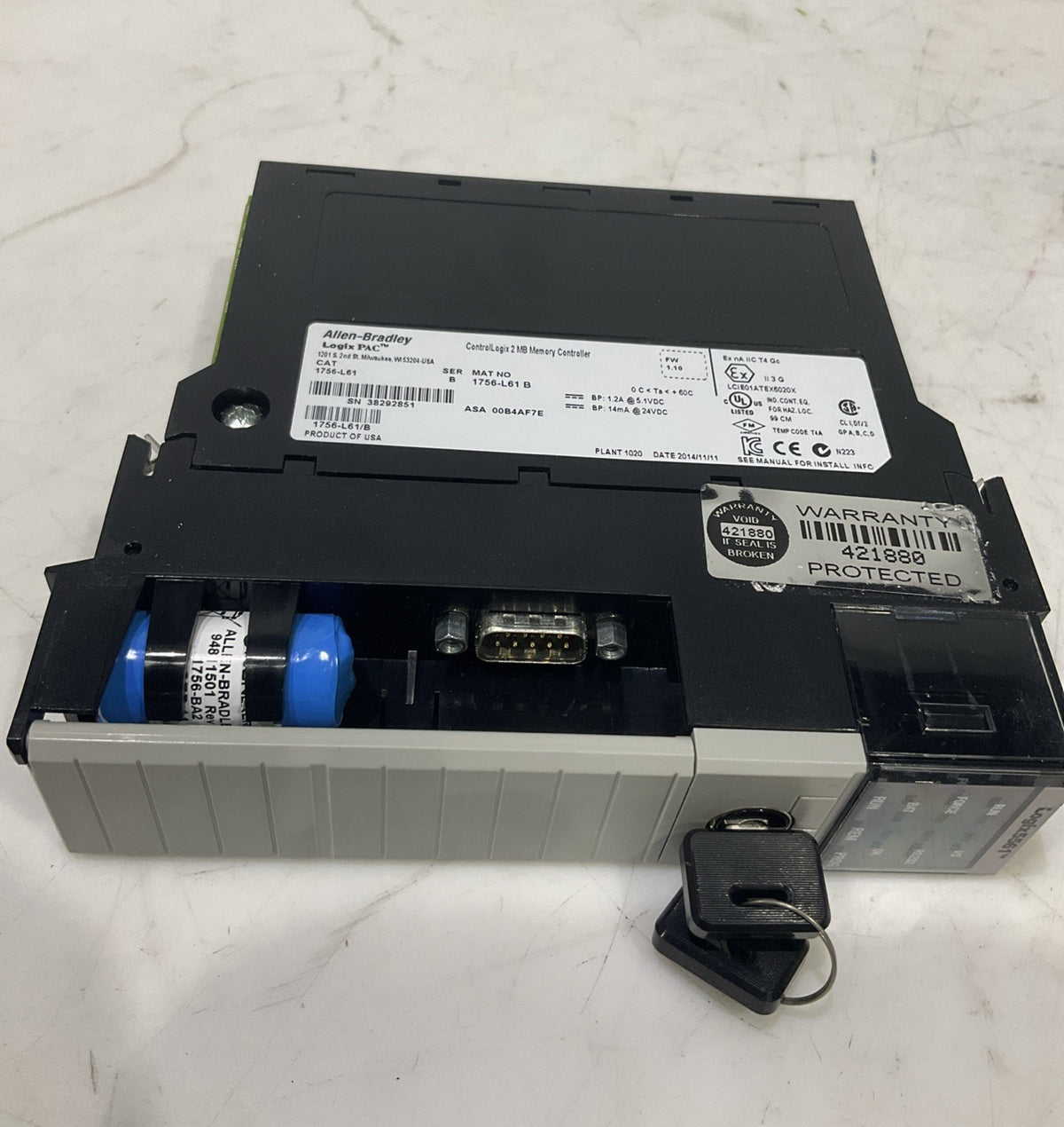ALLEN-BRADLEY   1756-L61 CONTROLLER LOGIX 2MB MEMORY  CONTROLLER  B9S
