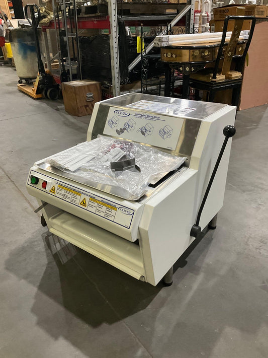 OLIVER FRONT LOADER BREAD SLICER MODEL 732-N, APPROX 1/2 HP, APPROX PHASE 1, APPROX 115 VOLTS