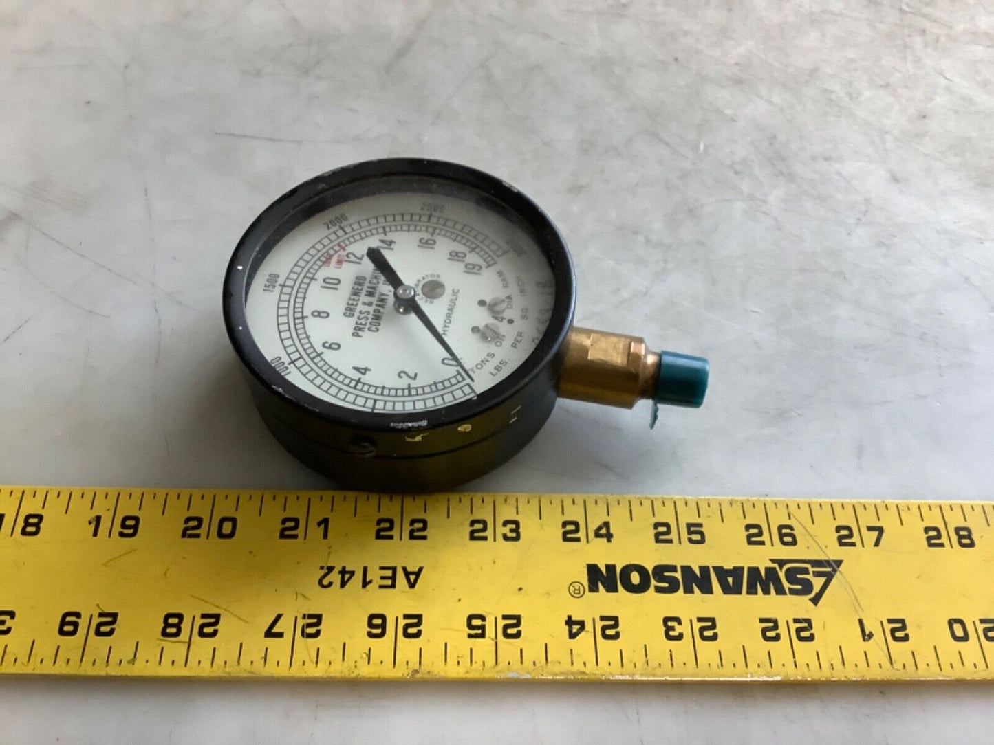 GREENERD ACSC 8553-18 HYDRAULIC PRESSURE GAUGE 0-3000PSI 19 TON