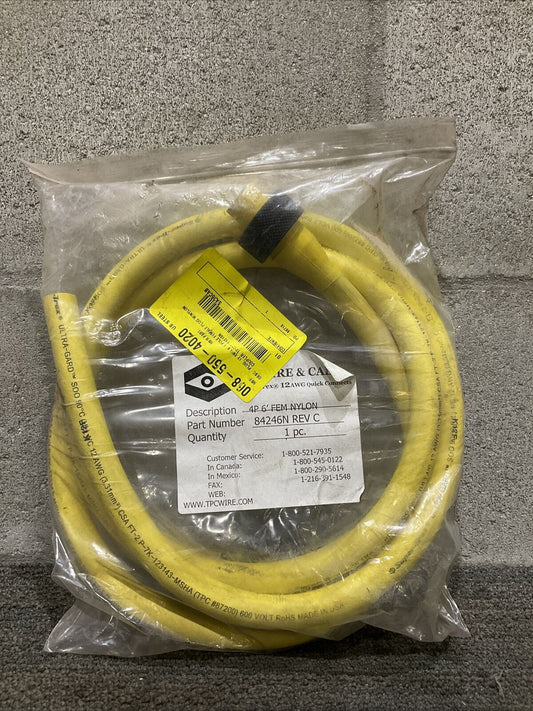 TPC WIRE & CABLE 84246N REV C 4P 6’ SUPER TRAX 12AWG QUICK CONNECTS