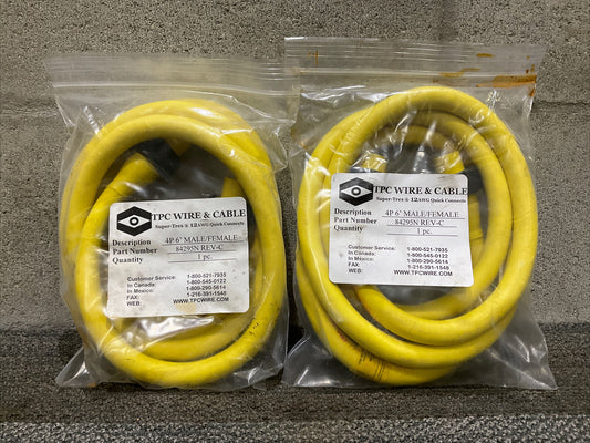 TPC WIRE & CABLE 84295N REV-C 4P 6’ SUPER TREX 12AWG QUICK CONNECTS 222 LOT OF 2