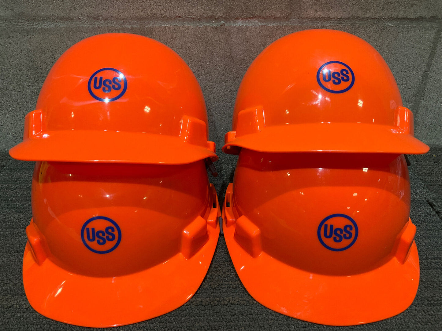 MSA TYPE I PROTECTIVE HELMET ORANGE ADJUSTABLE SMOOTH DOME 222 LOT OF 4