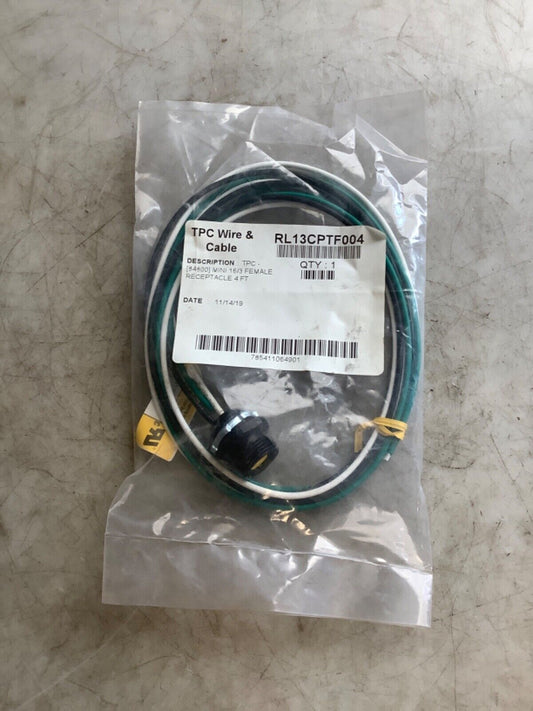 TPC WIRE RL13CPTF004 CABLE RECEPTACLE FEMALE 16/3 4FT 222