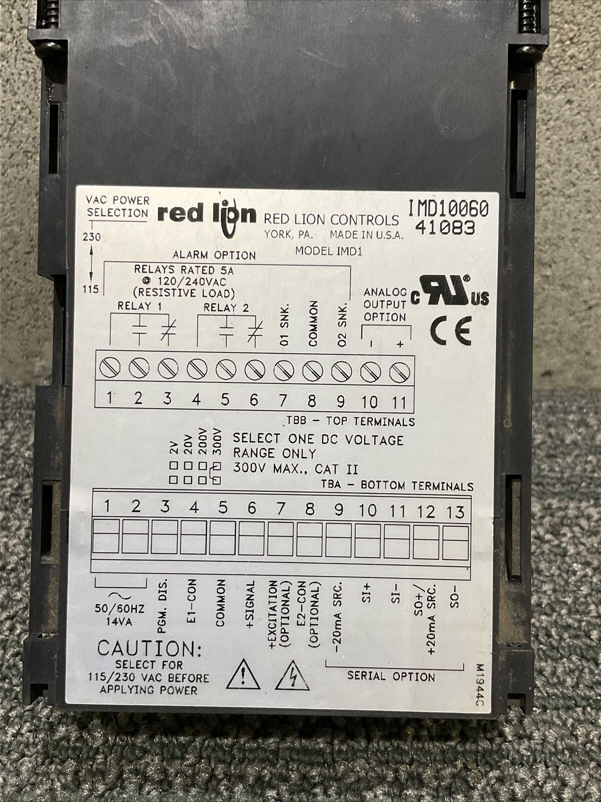 RED LION IMD10060 IMD1 DIGITAL PANEL METER 222