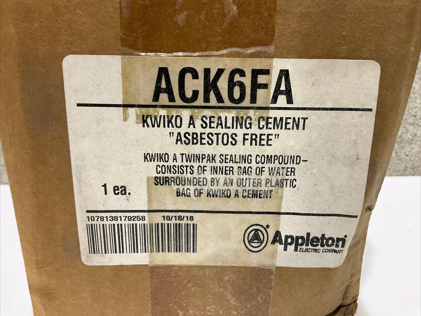 APPLETON ACK6FA KWIKO A SEALING CEMENT ASBESTOS FREE 678 LOT OF 5