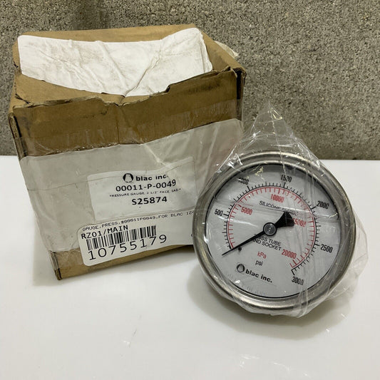BLAC INC 00011-P-0049 S25874 PRESSURE GAUGE 2.5IN FACE 0-3000 PSI 678