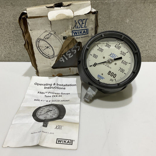 WIKA 9834155 PRESSURE GAUGE 800 PSI 1/2 IN NPT TYPE 233.34 4.5”  678