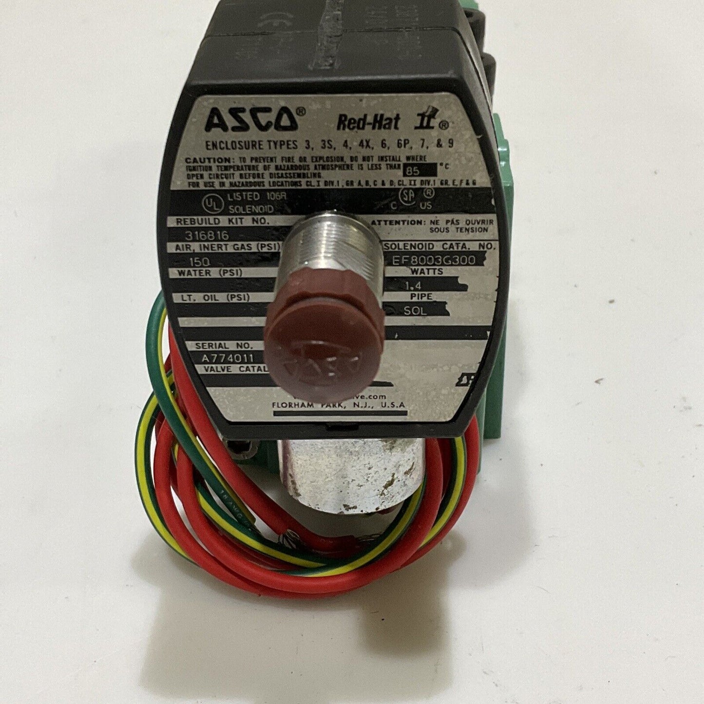 ASCO 92296 EF8003G300 SOLENOID VALVE & REDUNDENT CONTROL NEUMATICS 92296 678