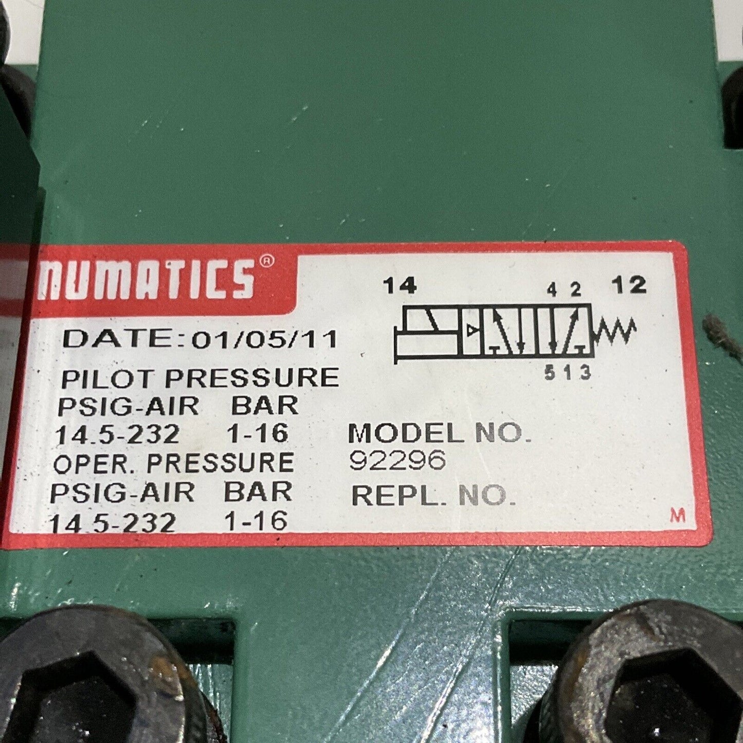 ASCO 92296 EF8003G300 SOLENOID VALVE & REDUNDENT CONTROL NEUMATICS 92296 678