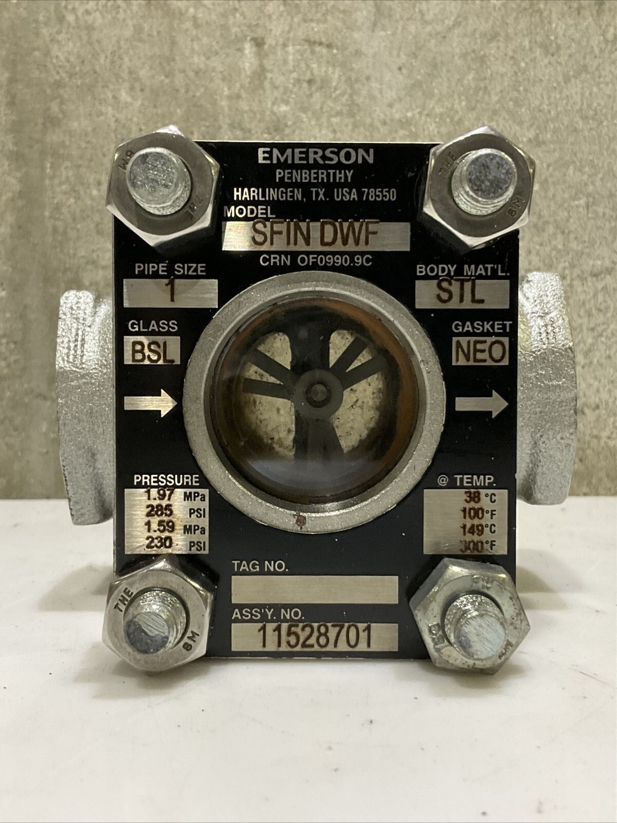 EMERSON PENBERTHY SFIN DWF SIGHT FLOW INDICATOR 678