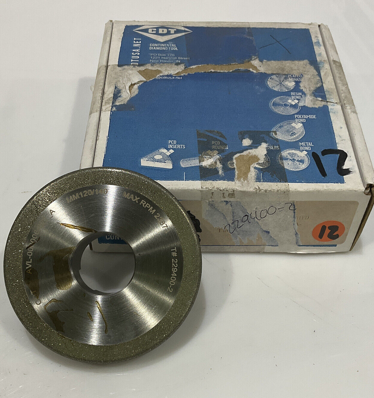 CONTINENTAL DIAMOND TOOL 229400-2 4" DIAMETER 120/140 GRIT GRINDING WHEEL