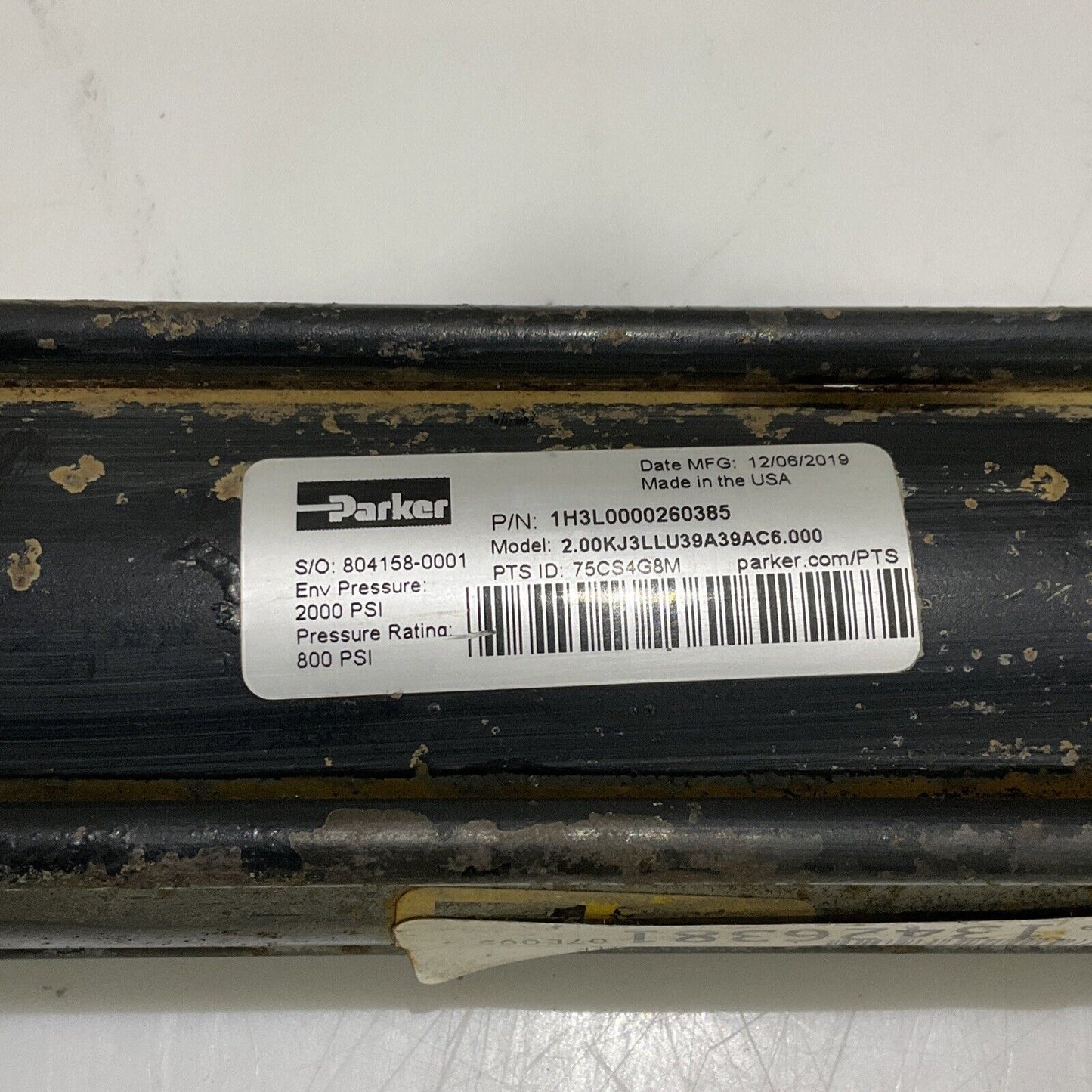 PARKER 200KJ3LLU39A39AC6000 HYDRAULIC CYLINDER 2000/ 800 PSI 678