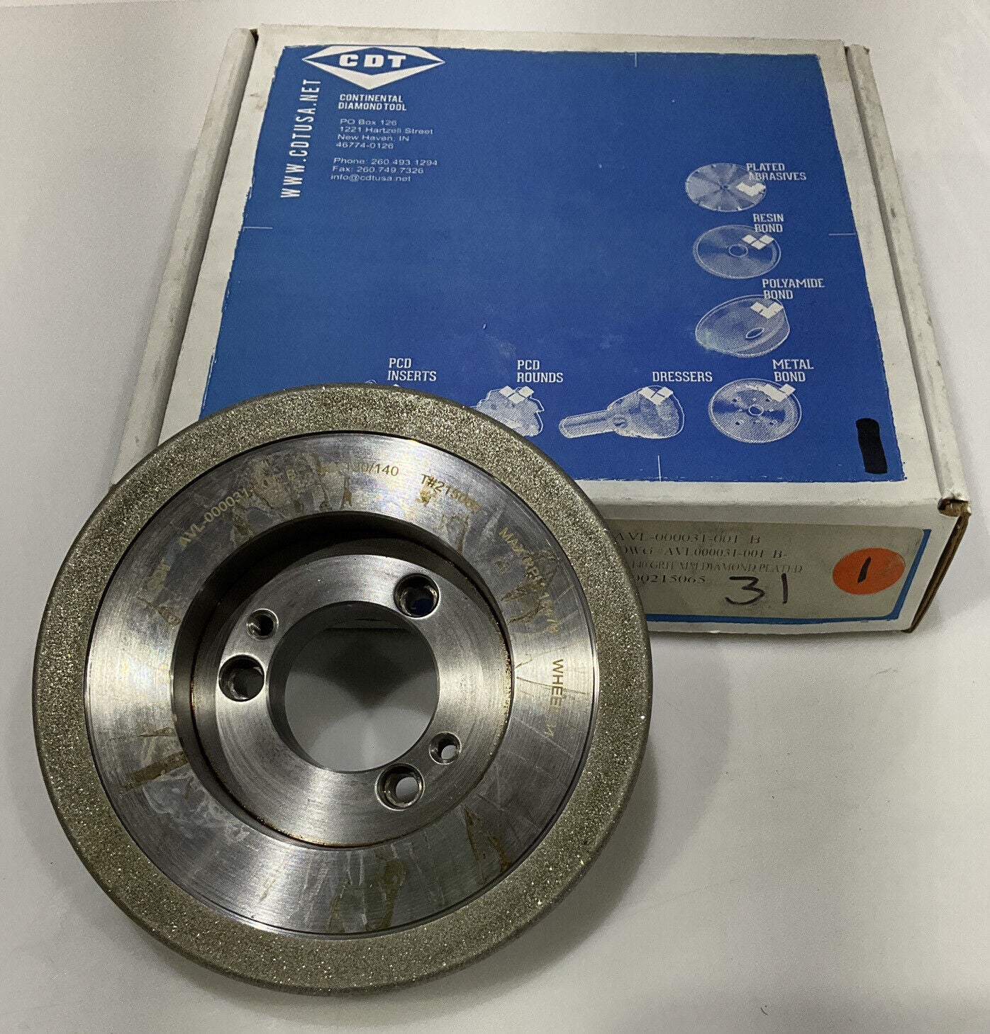 CONTINENTAL DIAMOND TOOL 215065 GRINDING WHEEL  5.79" OD 120/140 GRIT