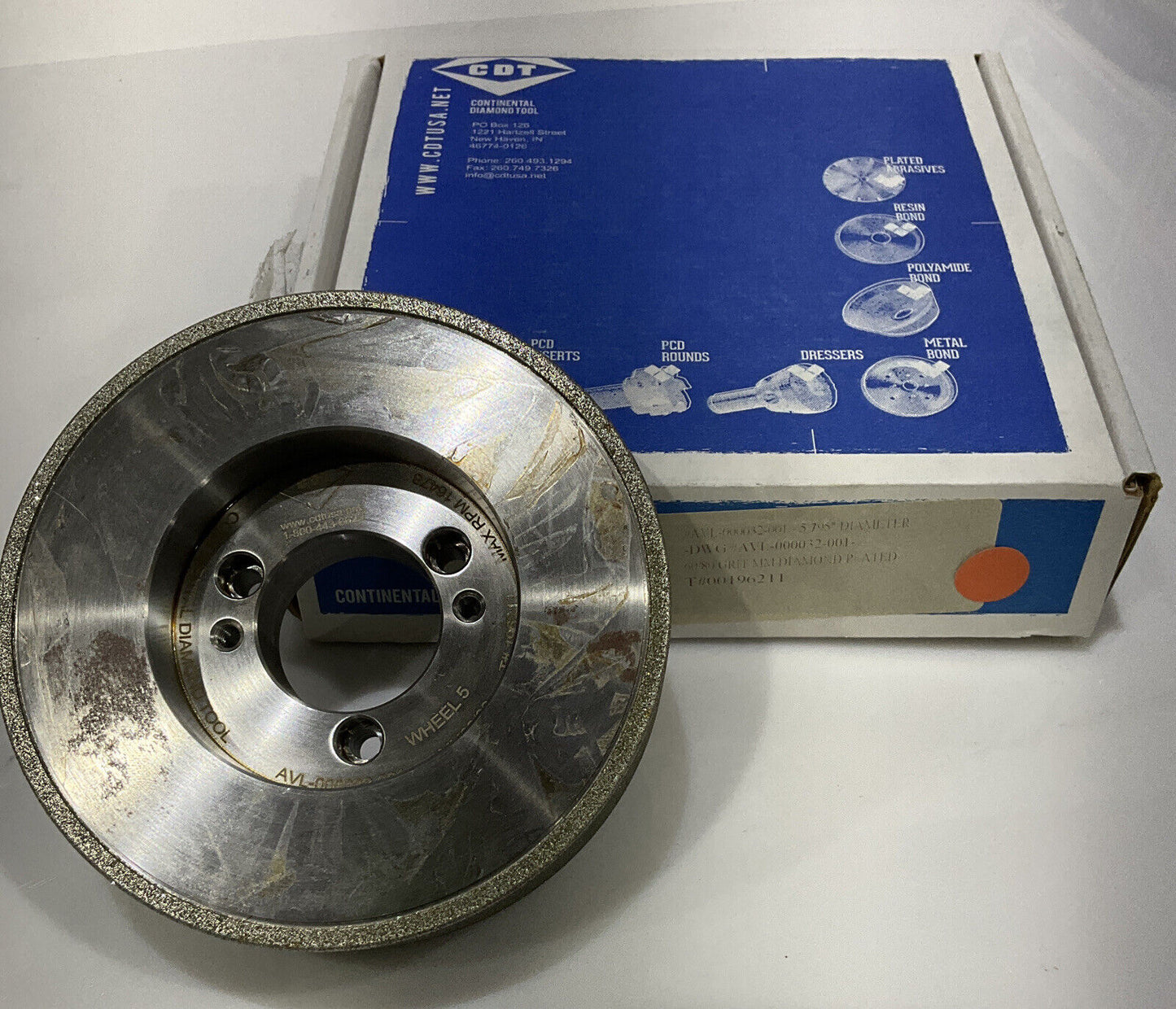CONTINENTAL DIAMOND TOOL 196211 5.795" DIAMETER 60/80 GRIT GRINDING WHEEL 678