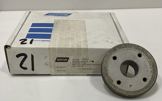 NORTON PT2768 GRIT 60/80 4”OD DIAMETER 1.26” BORE DIAMOND GRINDING WHEEL