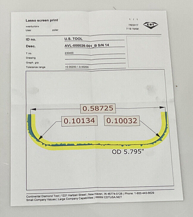 CONTINENTAL DIAMOND TOOL 230400 120/140 GRIT 5.795” DIAMETER GRINDING WHEEL