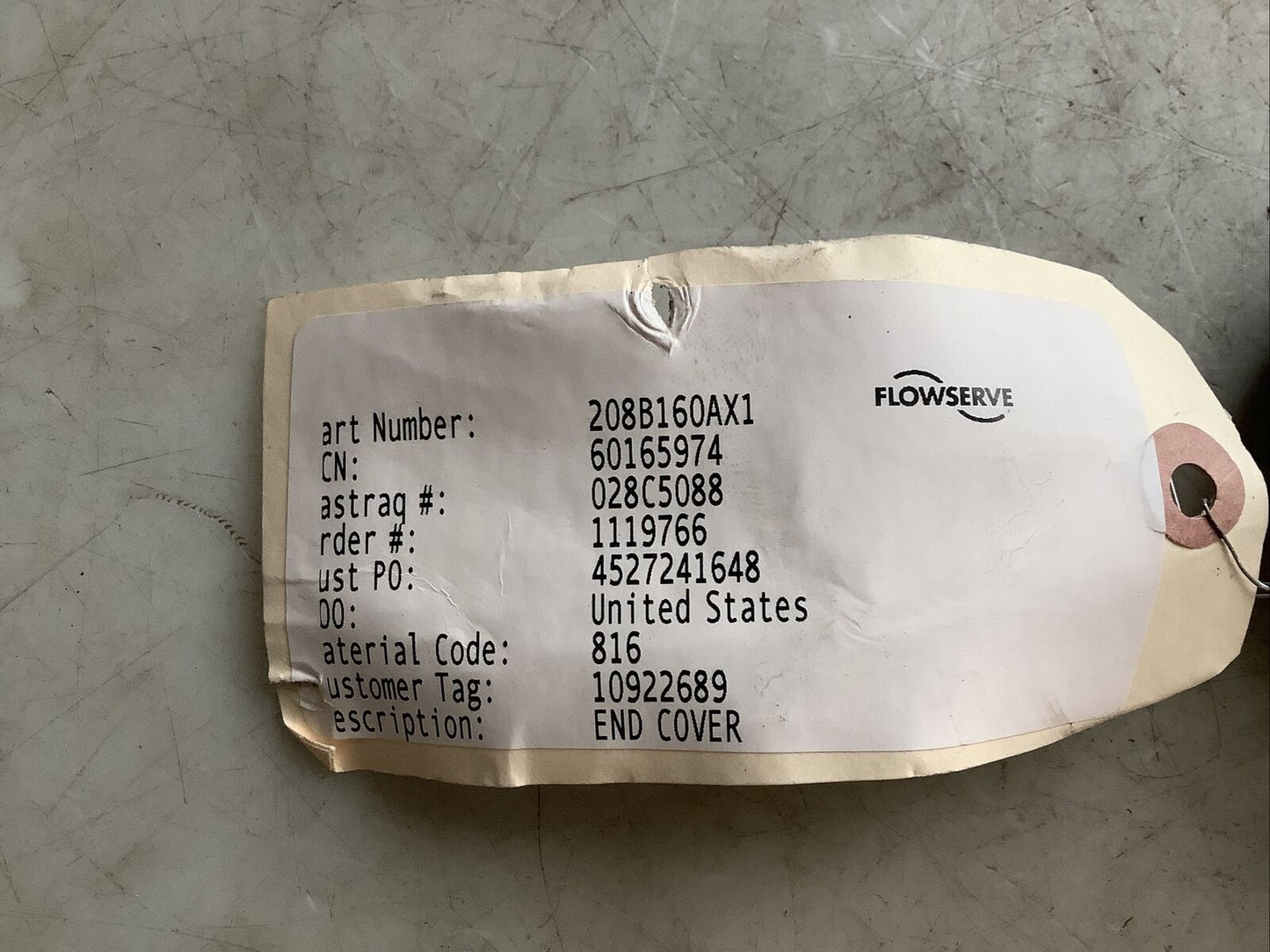 FLOWSERVE 208B160AX1-816 END COVER 678